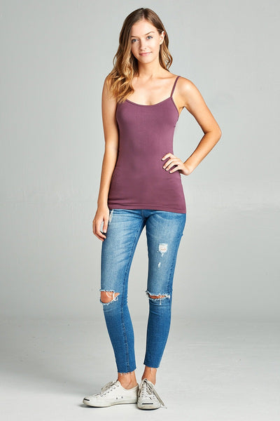 Ladies fashion plus size basic seamless cami w/ spaghetti straps