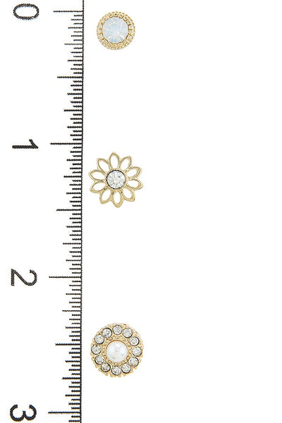 Halo flower stud earrings set