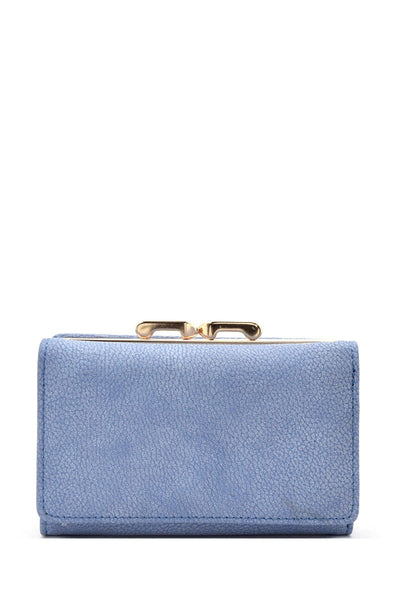 Tri-fold kiss lock combo half size wallet