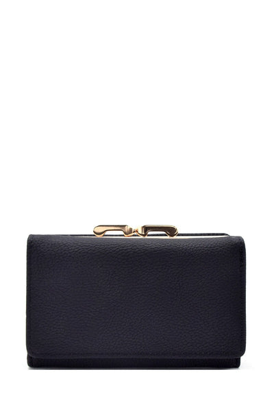Tri-fold kiss lock combo half size wallet