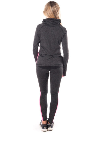Ladies fashion plus size active sport yoga / zumba 2 pcs set with pull over jacket & leggings outfit