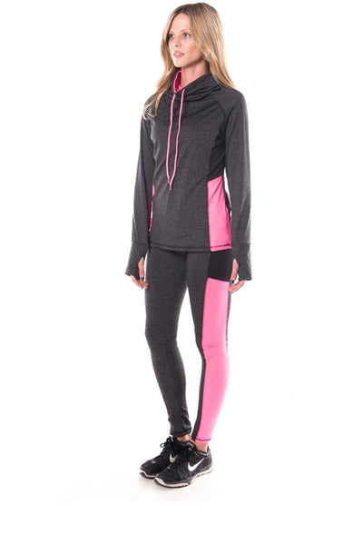 Ladies fashion plus size active sport yoga / zumba 2 pcs set with pull over jacket & leggings outfit