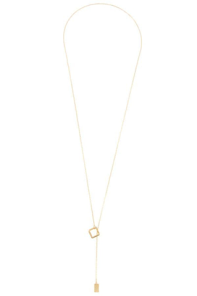 Square lariat pendant necklace