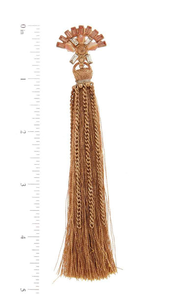 Rhinestone tassel drop earring