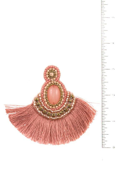 Tassel mix jewel stone dangle earring