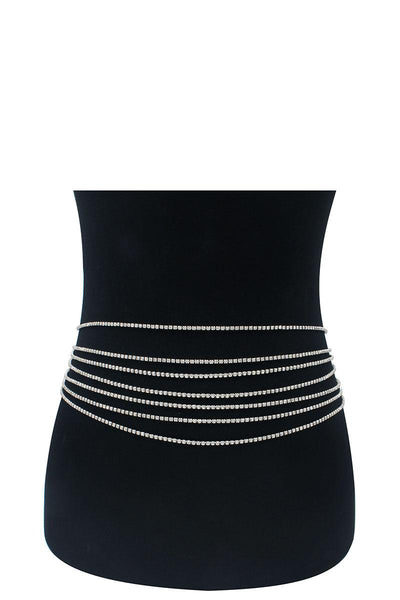 Multi row rhinestone sexy belt