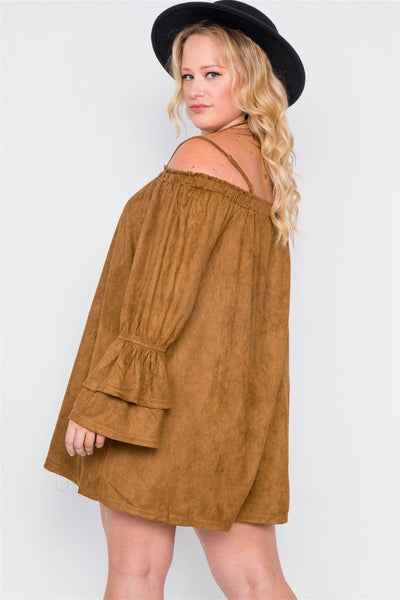Plus Size Faux Suede Mini Dress