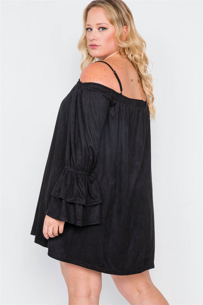 Plus Size Faux Suede Mini Dress